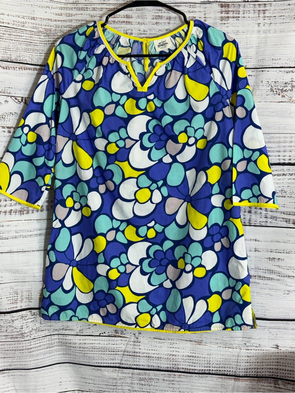 Mini Boden Tunic Girls 11 - 12 Rocking Horse print floral cover up Cotton Dress